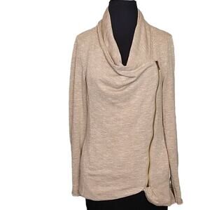 Cloudwalk Womens SZ Small Beige Asymmetric Zip Up Distressed Jacket / Cardigan